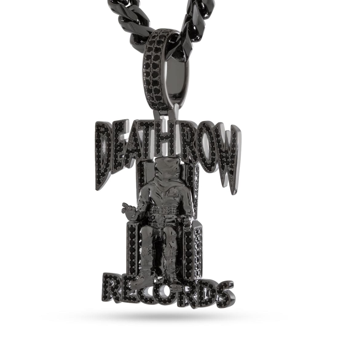 Death Row Records x Kingices - Solid Gold Iced Logo Necklace  in  Solid Gold / 14K Gold / 2.3" by Kingices