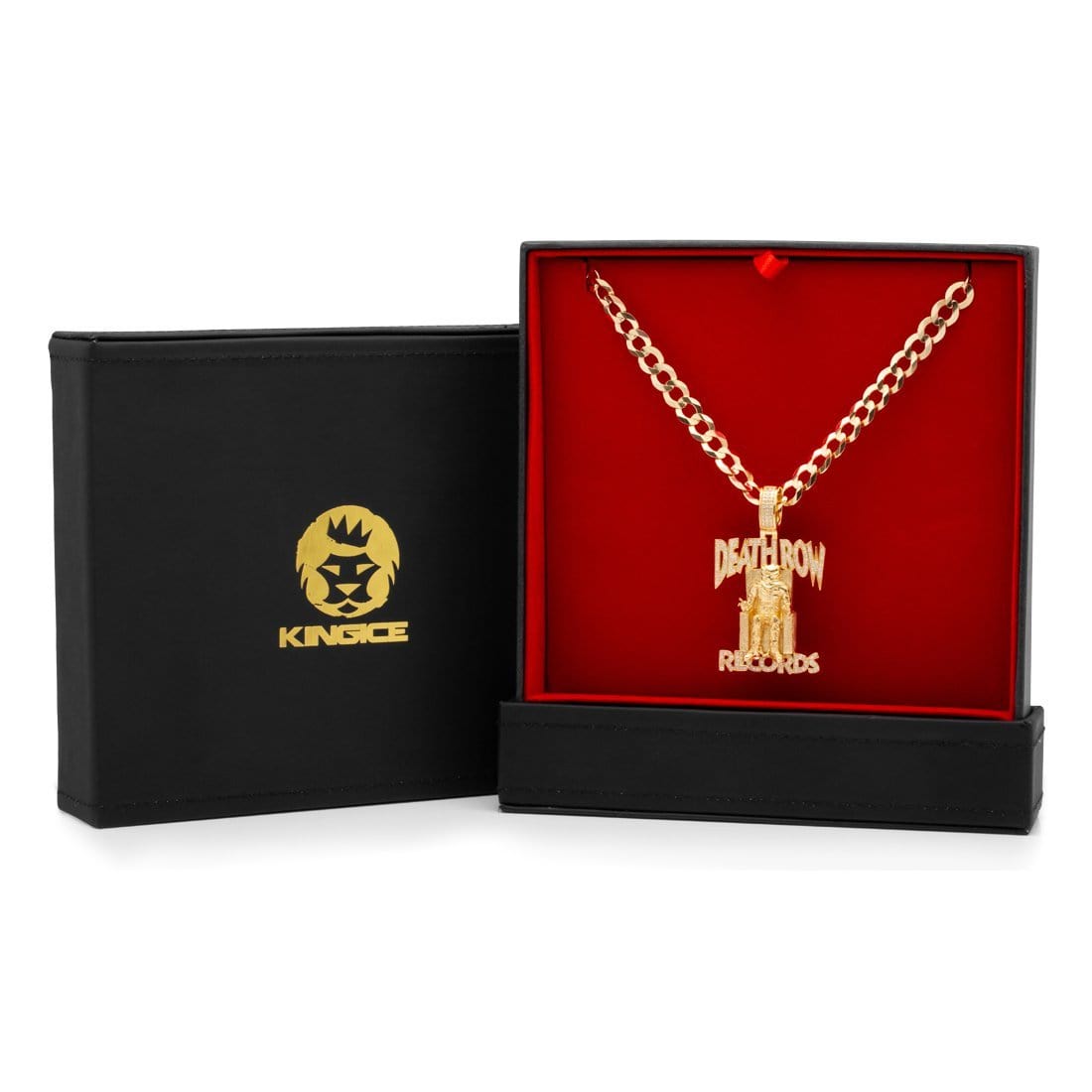 Death Row Records x Kingices - Solid Gold Iced Logo Necklace  in  Solid Gold / 14K Gold / 2.3" by Kingices