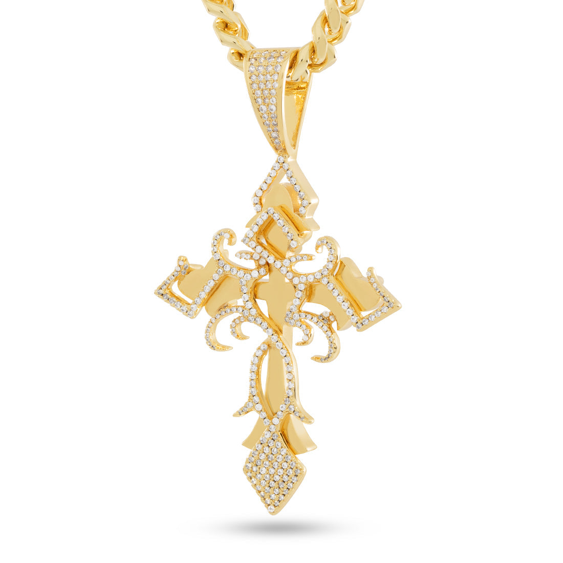 Designed by Mike Zombie - All I Cross is Chainz Necklace  in  Gold Plated / 14K Gold / 3" by Kingices