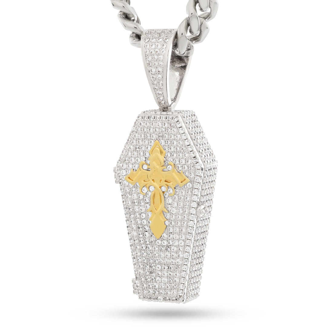 Designed by Mike Zombie - Bed for a Legend Stash Necklace  in  Gold Plated / White Gold / 2.3" by Kingices