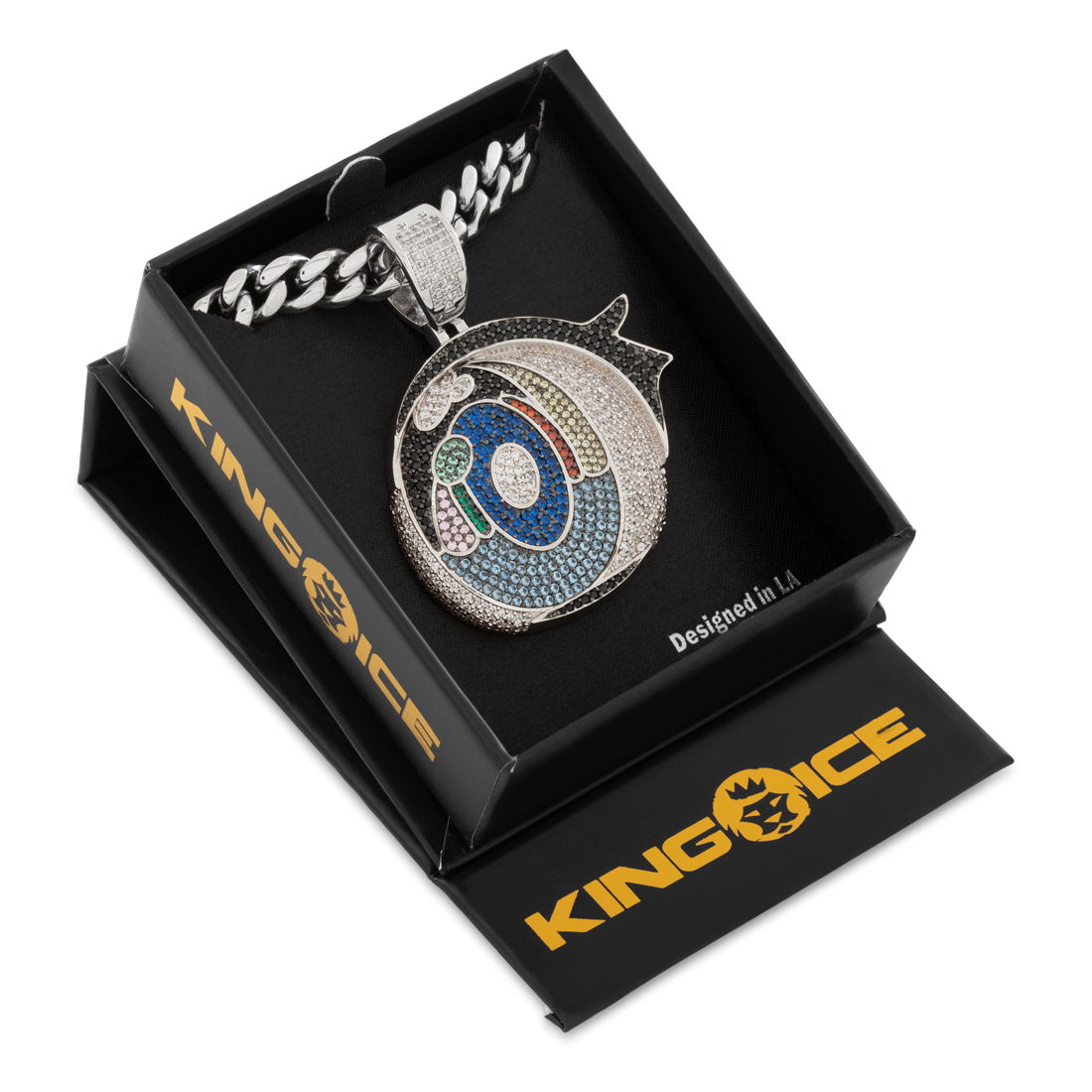 Designed by Mike Zombie - Henteye Necklace  in  Gold Plated / White Gold / 2.3" by Kingices