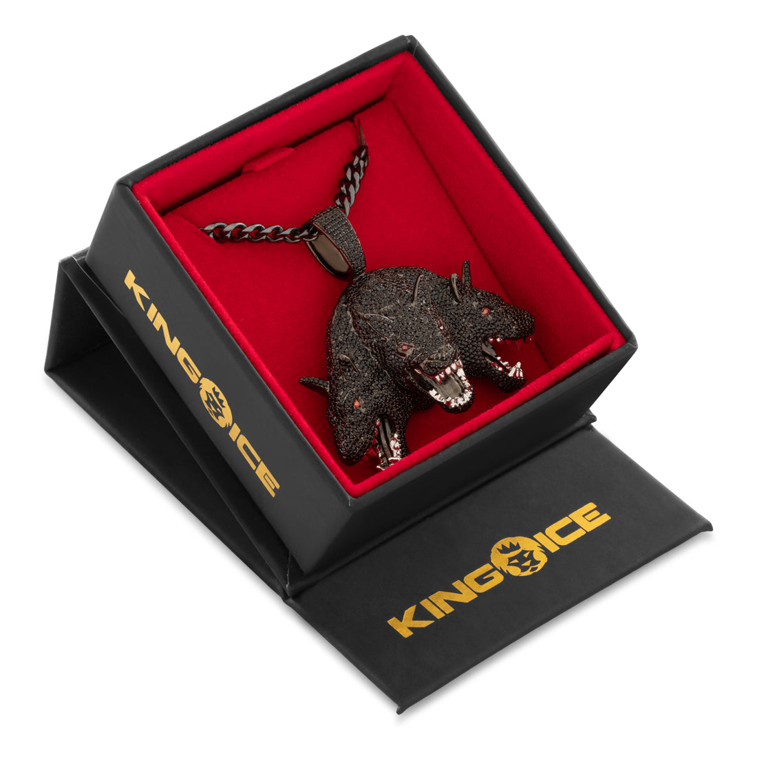Hound of Hades Necklace  in  Black Gold / 2.3" by Kingices