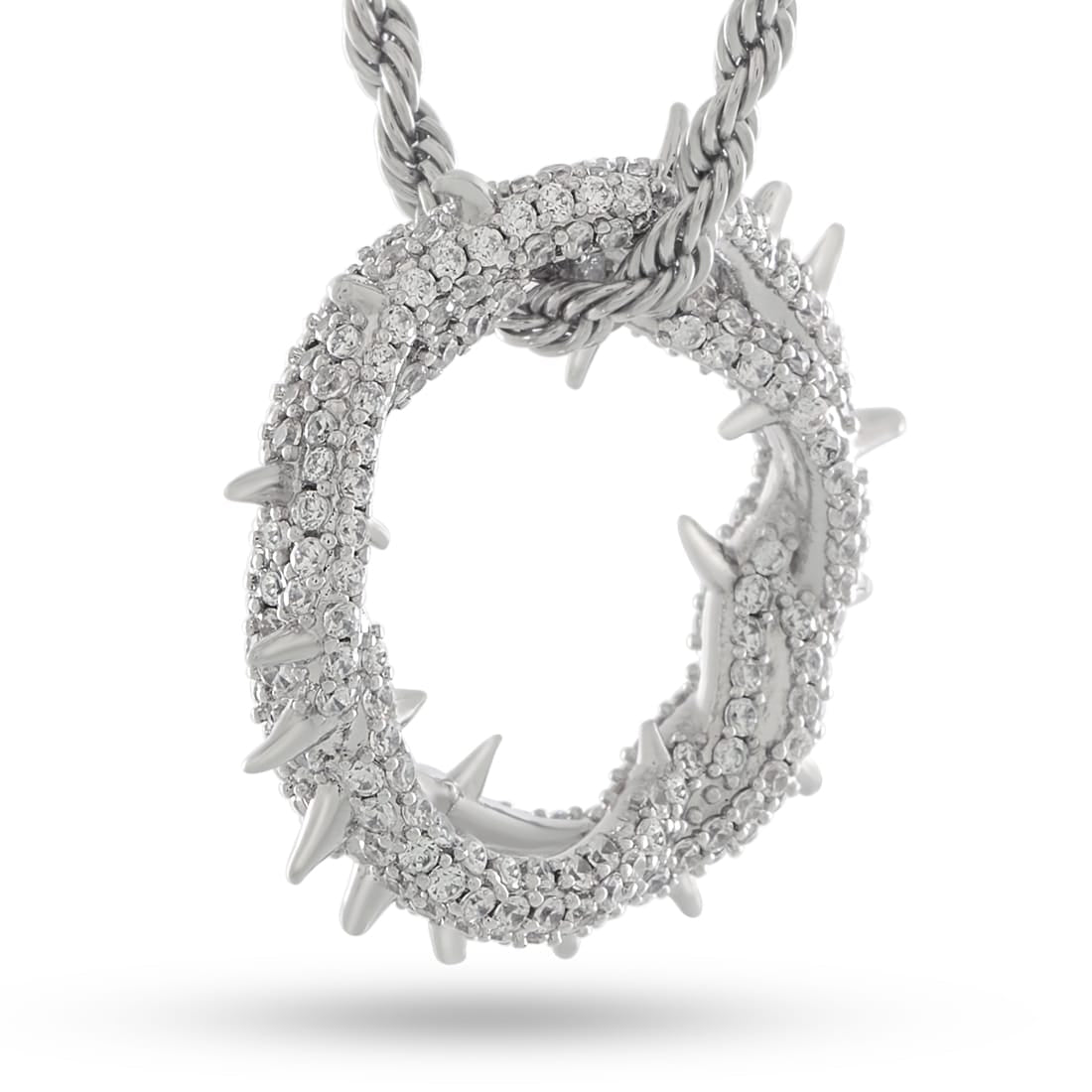 Iced Crown of Thorns Necklace  in  1.4” / White Gold by Kingices