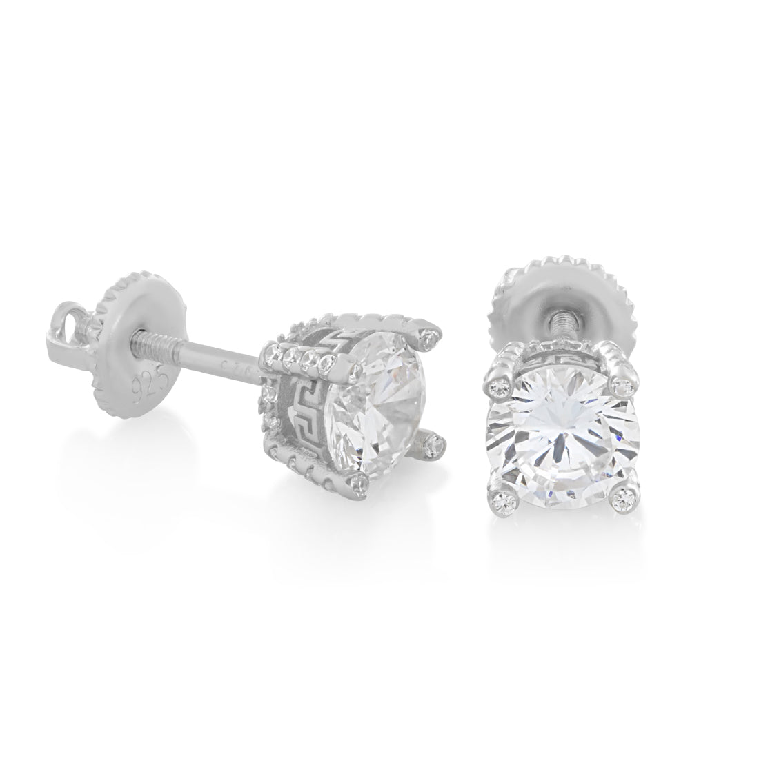 Icy Tennis Earrings  in  Sterling Silver / White Gold / 6mm by Kingices