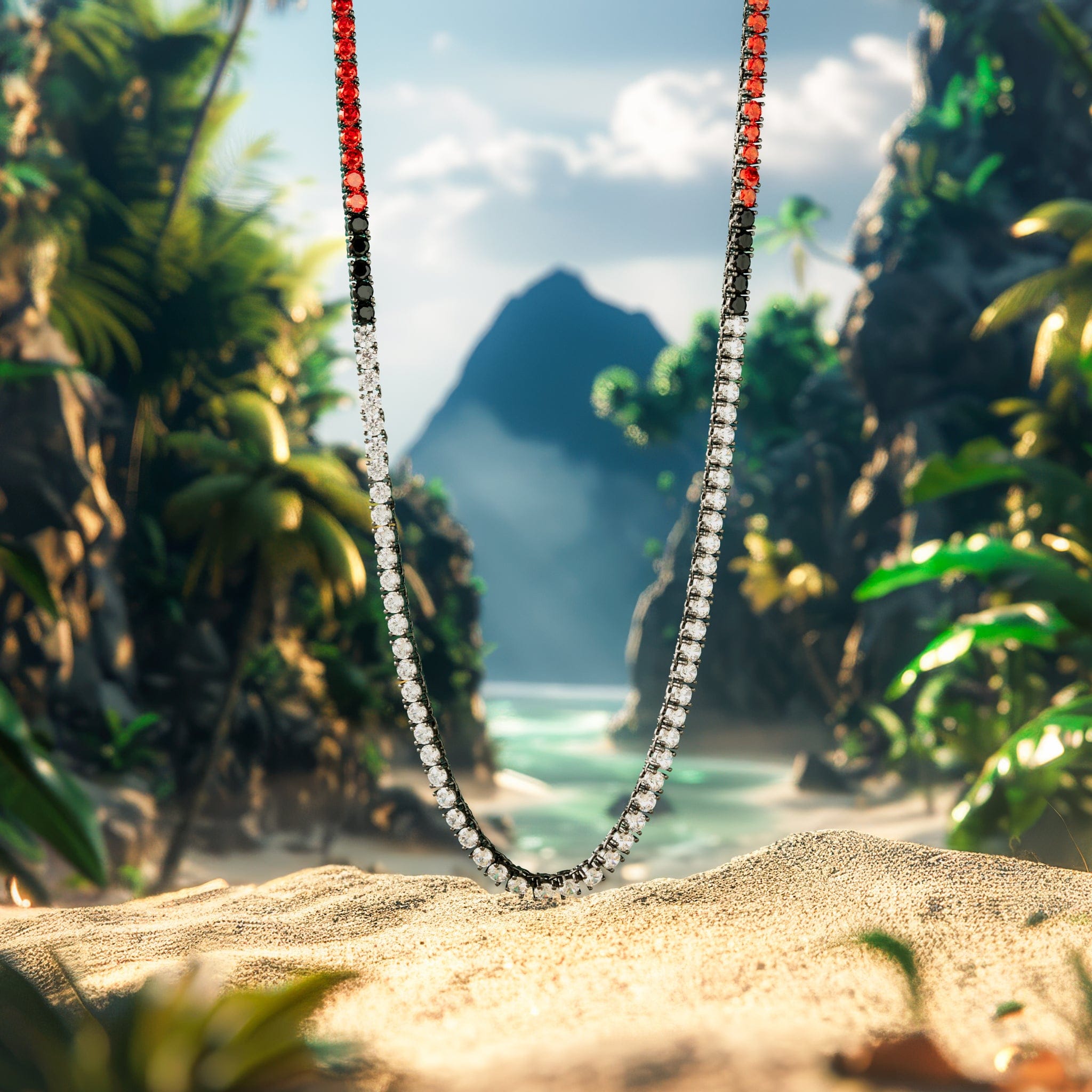 Kingices | Pokémon - 4mm Poké Ball Inspired Tennis Chain  in  Black Gold / 20" by Kingices
