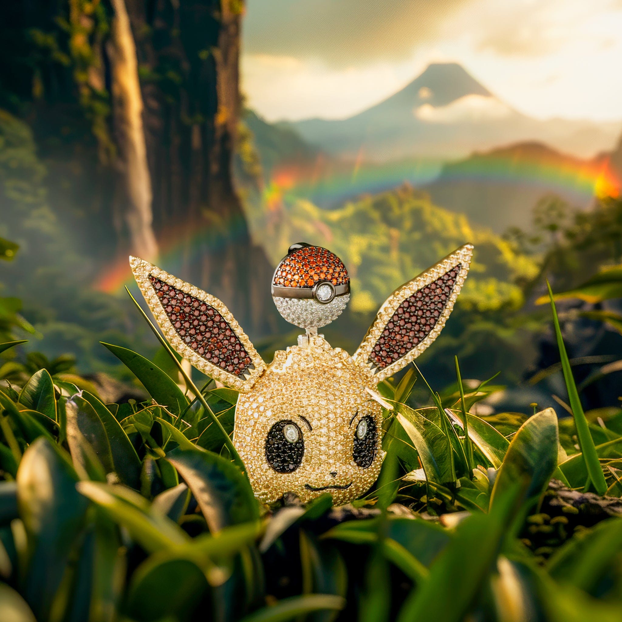 Kingices | Pokémon - Eevee Necklace  in  14K Gold / 1.9" by Kingices