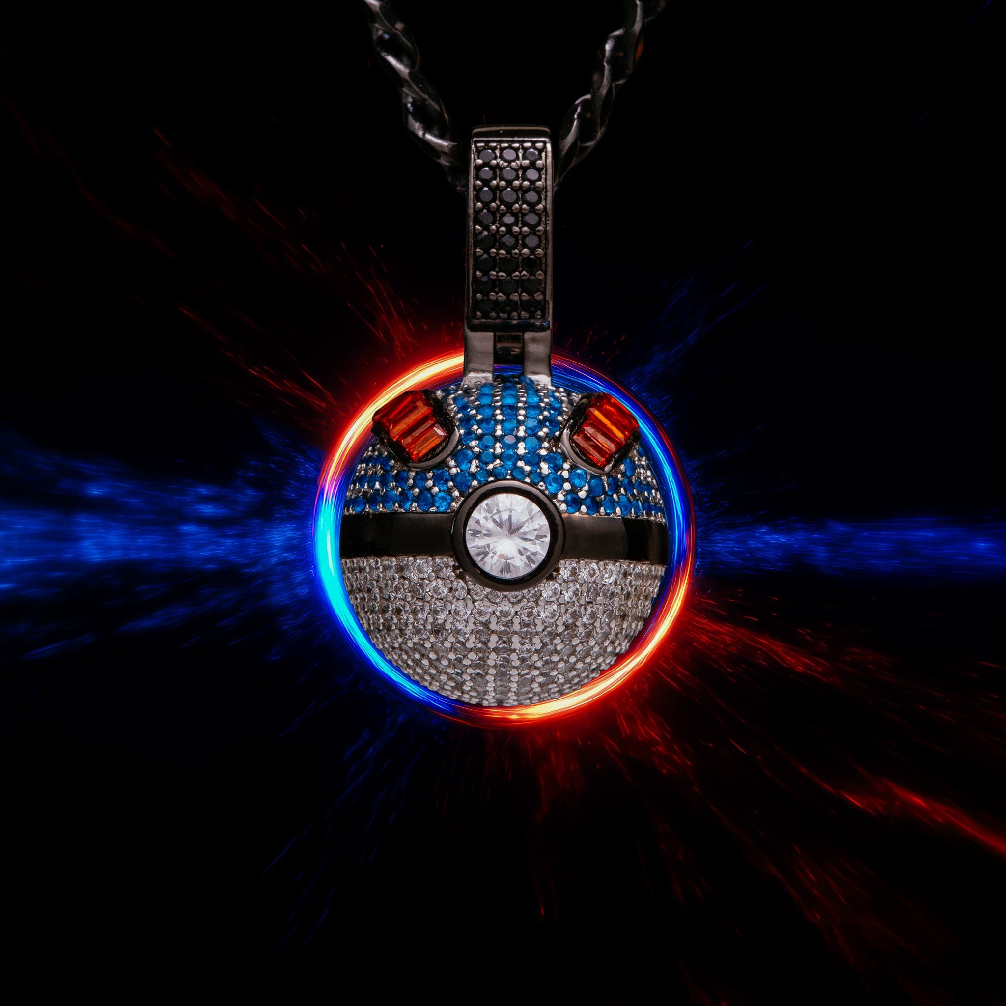 Kingices | Pokémon - Great Ball Necklace  in  Black Gold / 1.1" by Kingices