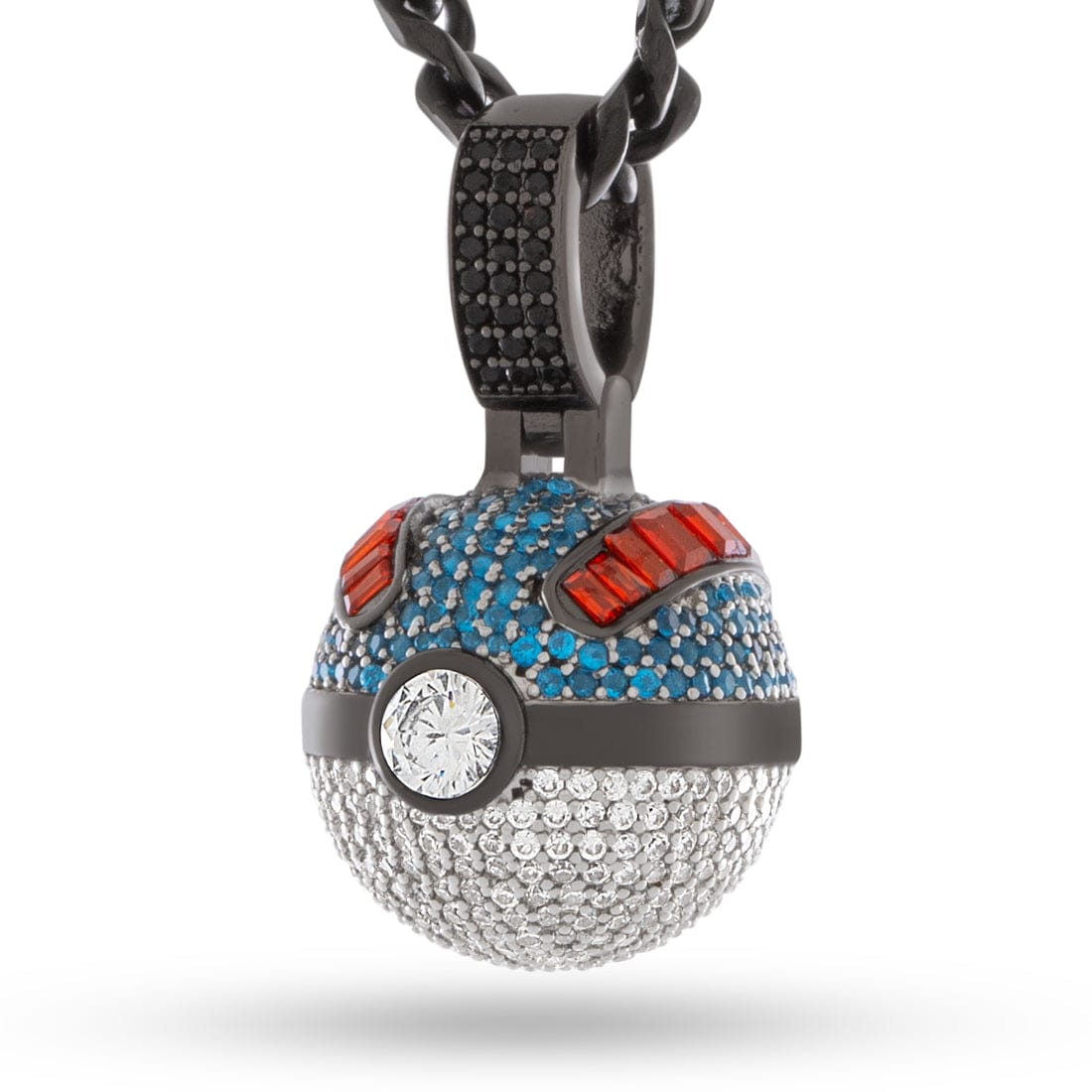 Kingices | Pokémon - Great Ball Necklace  in  Black Gold / 1.1" by Kingices