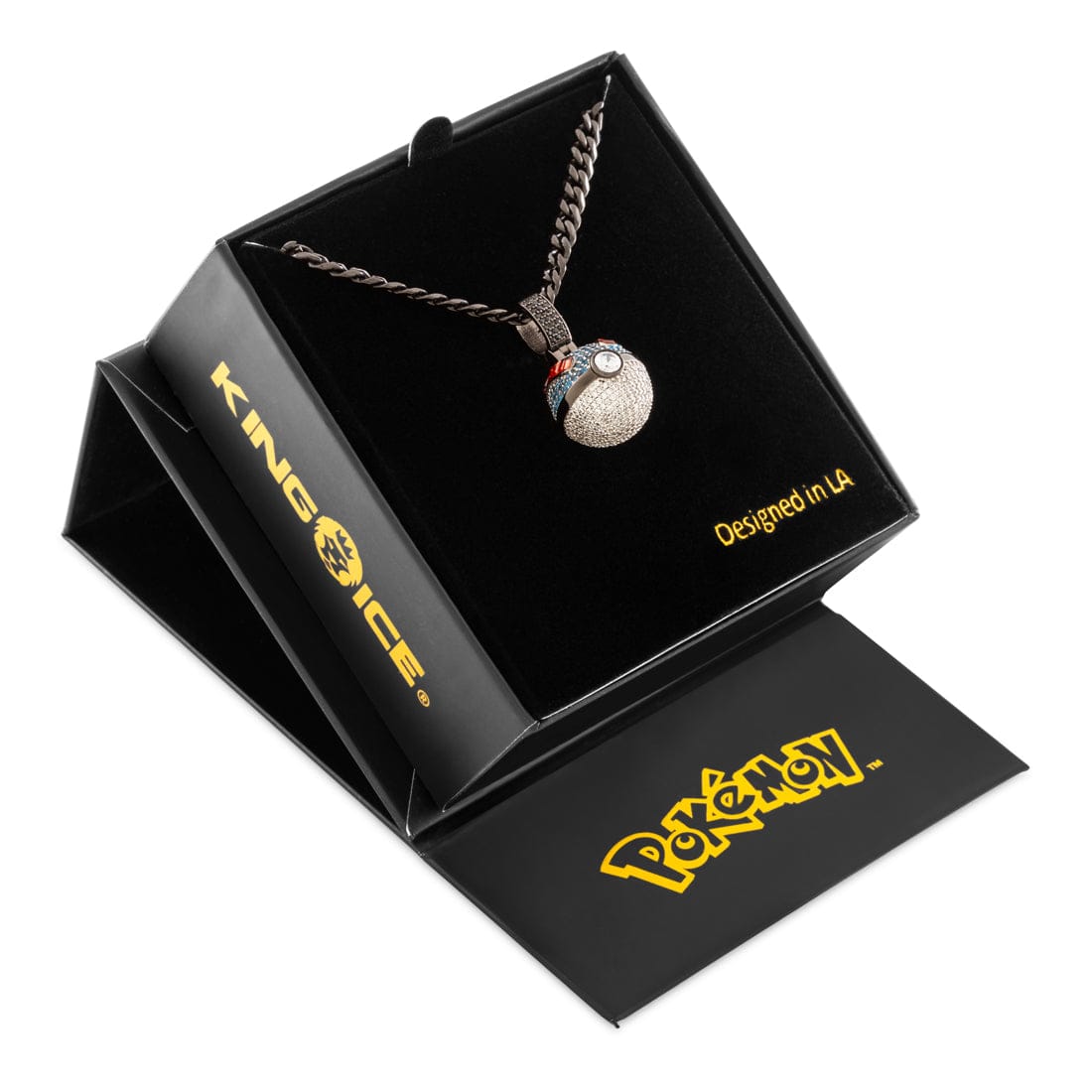 Kingices | Pokémon - Great Ball Necklace  in  Black Gold / 1.1" by Kingices