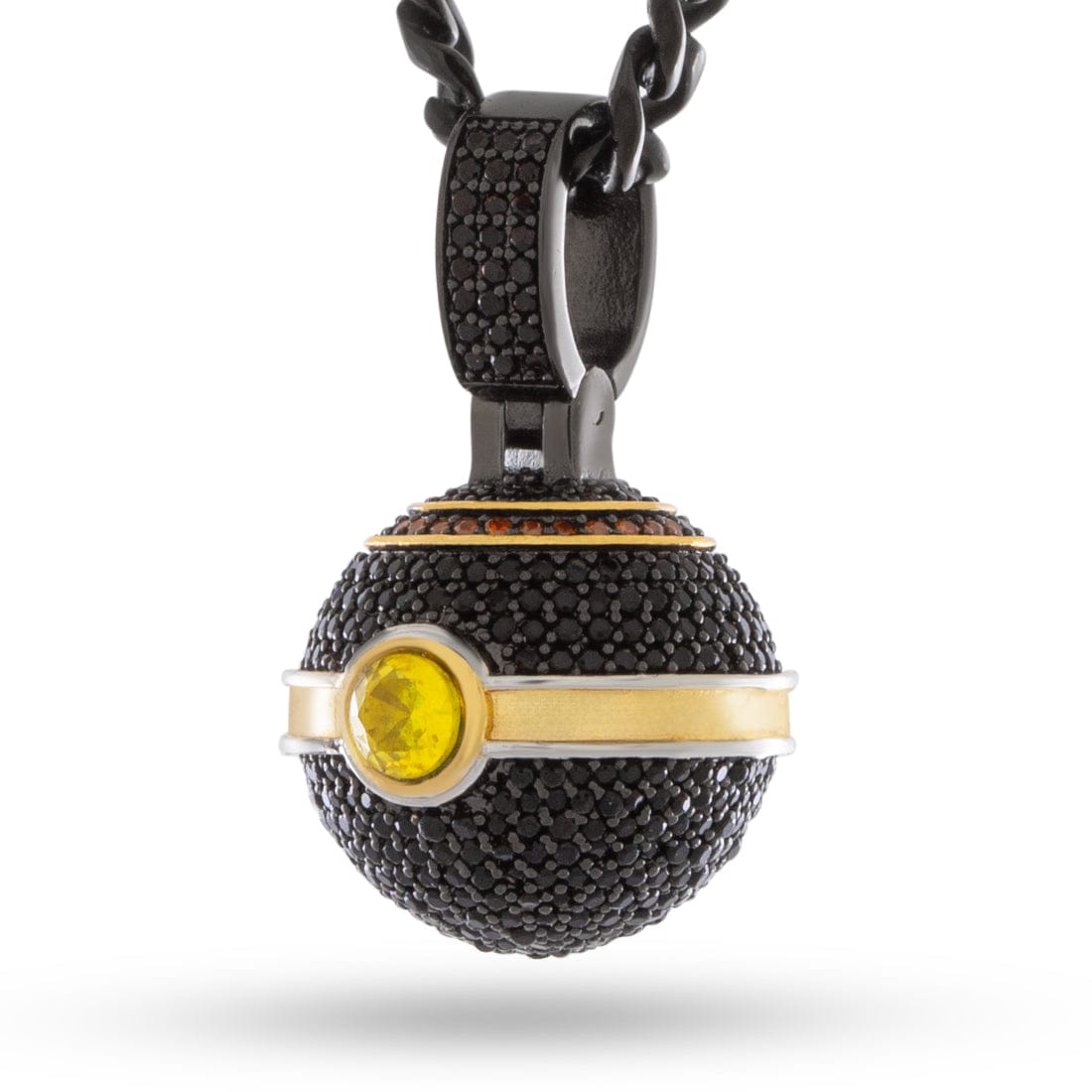 Kingices | Pokémon - Luxury Ball Necklace  in  Black Gold / 1.1" by Kingices