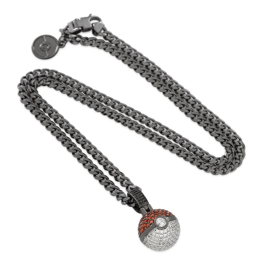 Kingices | Pokémon - Poké Ball Necklace  in  Black Gold / 1.1" by Kingices