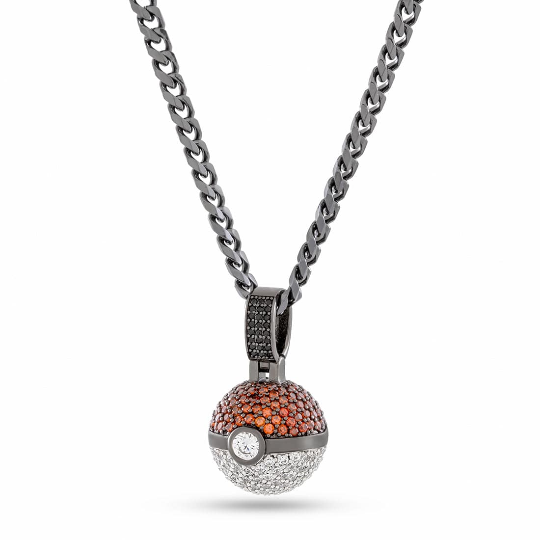 Kingices | Pokémon - Poké Ball Necklace  in  Black Gold / 1.1" by Kingices