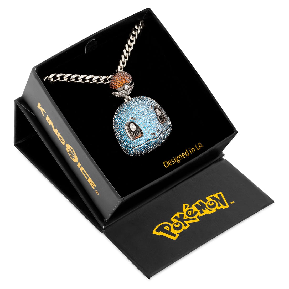Kingices | Pokémon - Squirtle Necklace  in  White Gold / 2" by Kingices