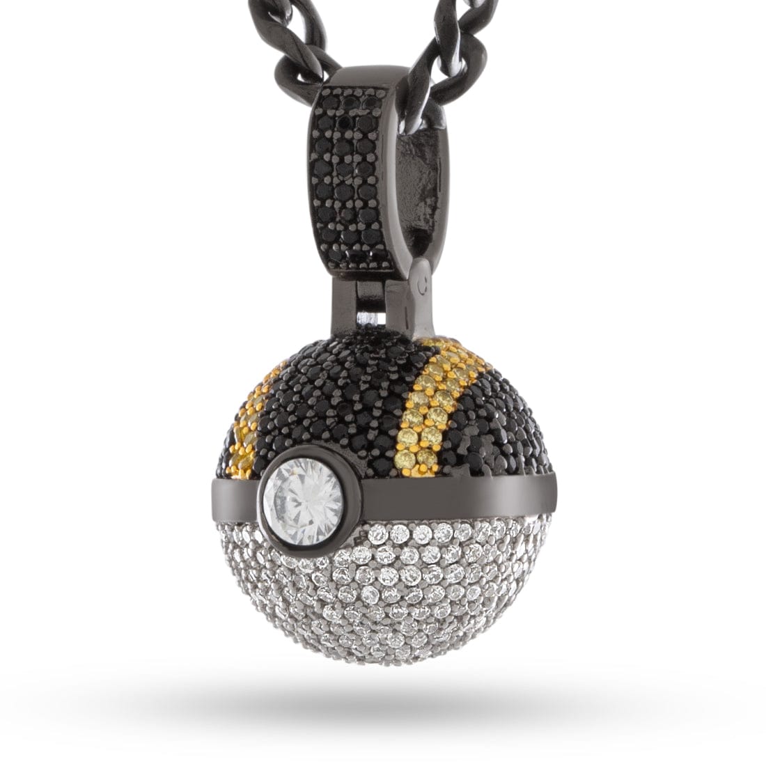 Kingices | Pokémon - Ultra Ball Necklace  in  Black Gold / 1.1" by Kingices
