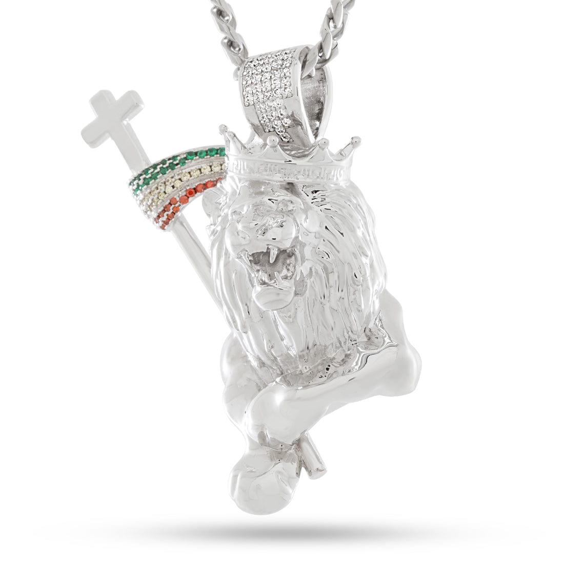 Lion of Judah Necklace  in  White Gold by Kingices