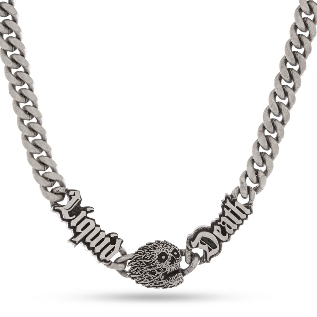 Liquid Death x Kingices - 8mm Skull Chain  in  White Gold / 20" by Kingices