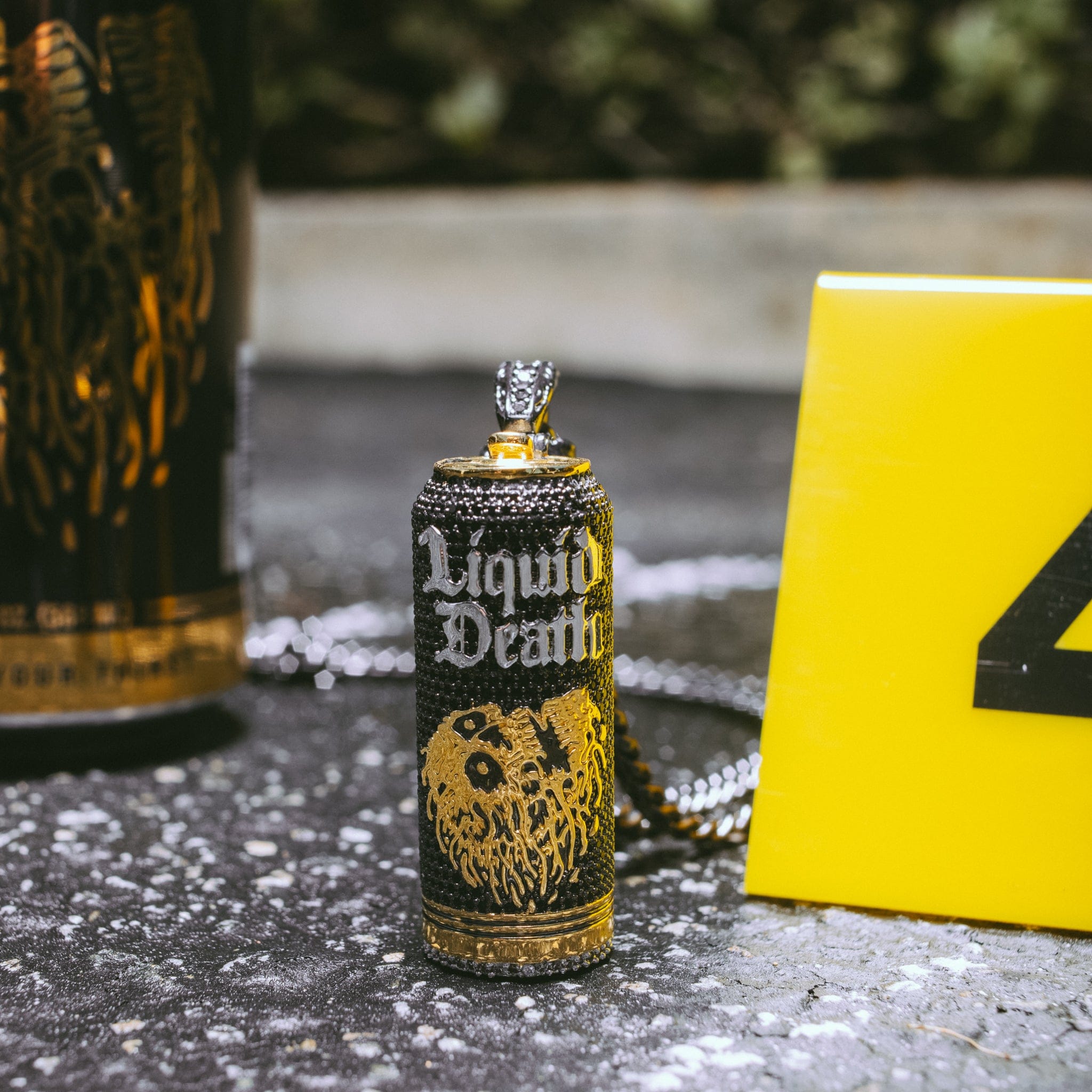Liquid Death x Kingices - Iced Sparkling Water Can Necklace  in  Black Gold / 2.6" by Kingices