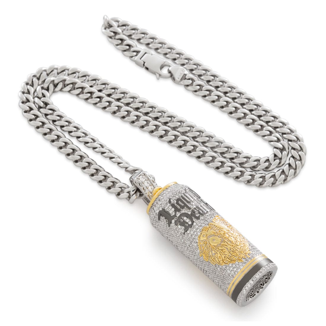 Liquid Death x Kingices - Iced Still Water Can Necklace  in  White Gold / 2.6" by Kingices