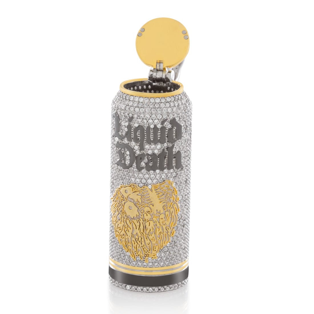Liquid Death x Kingices - Iced Still Water Can Necklace  in  White Gold / 2.6" by Kingices