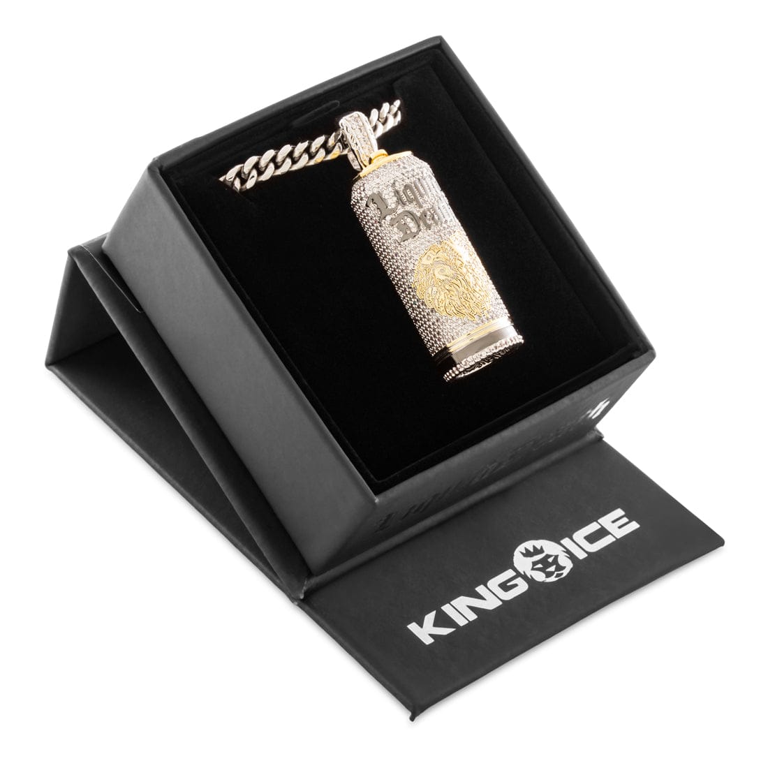 Liquid Death x Kingices - Iced Still Water Can Necklace  in  White Gold / 2.6" by Kingices