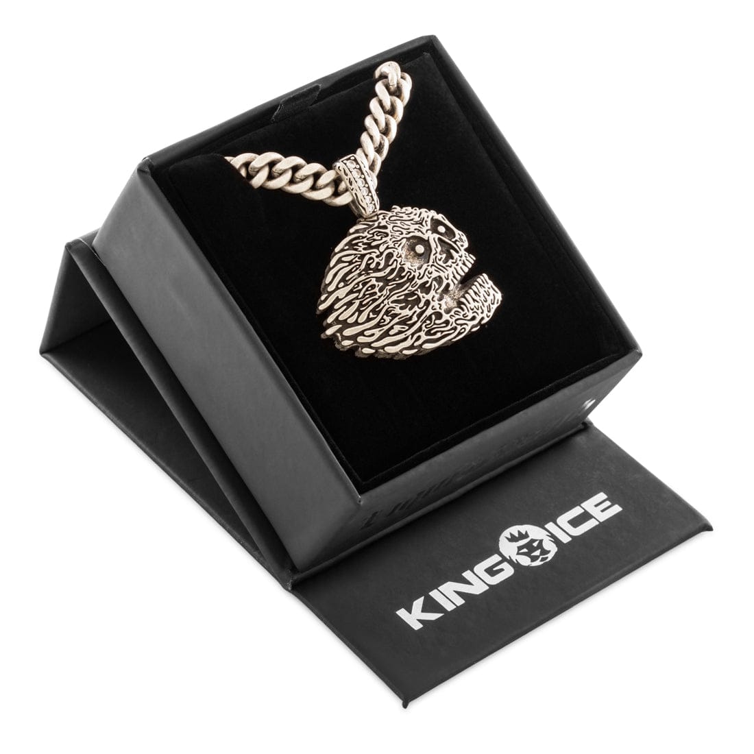 Liquid Death x Kingices - Skull Necklace  in  White Gold / 1.9" by Kingices