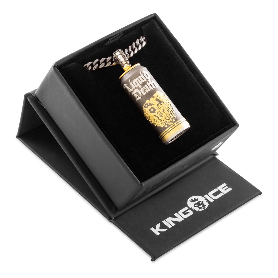 Liquid Death x Kingices - Sparkling Water Can Necklace  in  Black Gold / 1.5" by Kingices