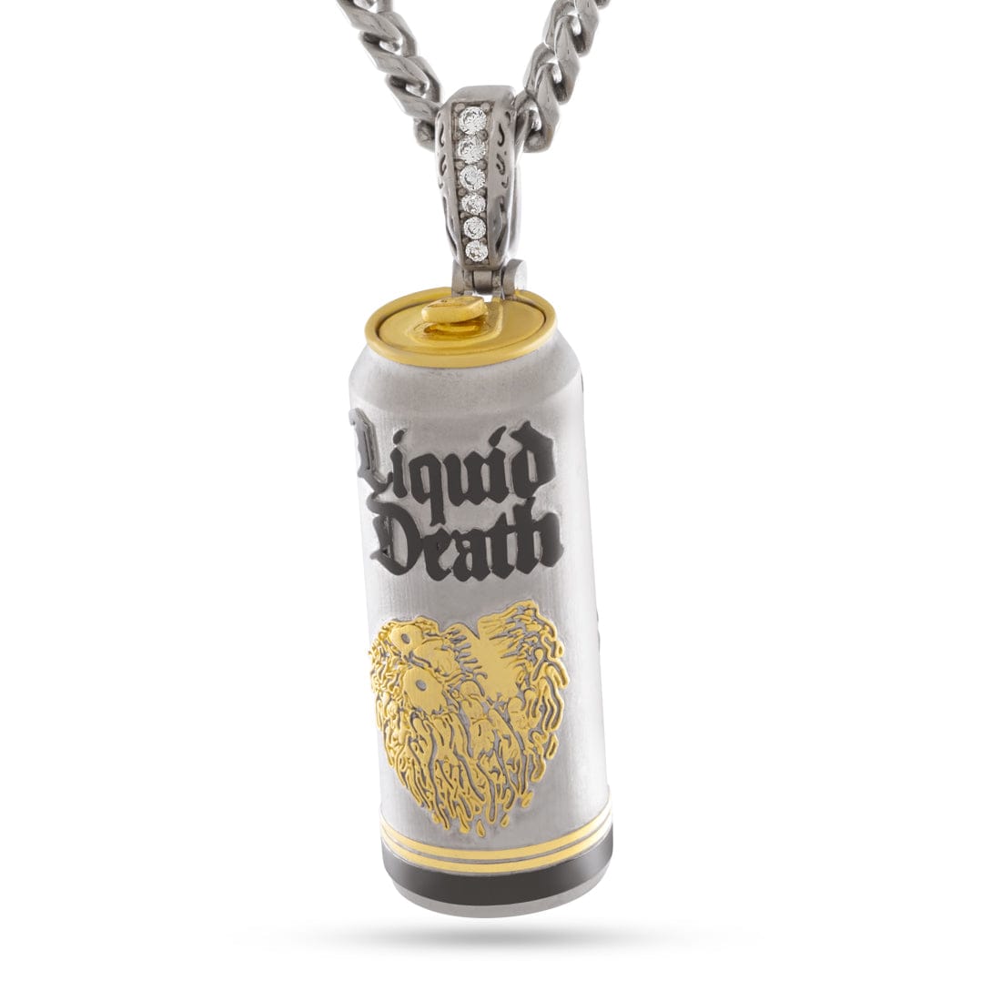 Liquid Death x Kingices - Still Water Can Necklace  in  White Gold / 2.6" by Kingices