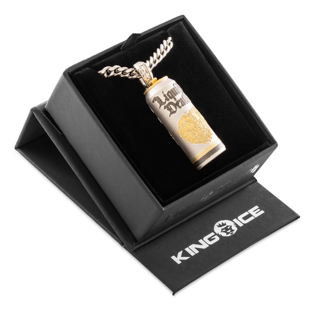 Liquid Death x Kingices - Still Water Can Necklace  in  White Gold / 2.6" by Kingices