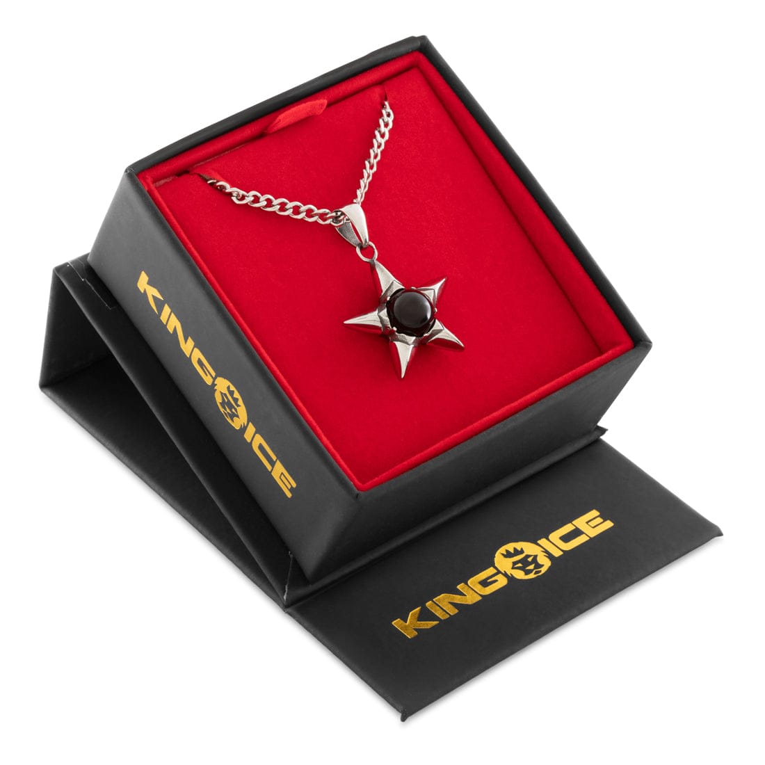 Obsidian Crest Star Necklace  in  2.2" by Kingices