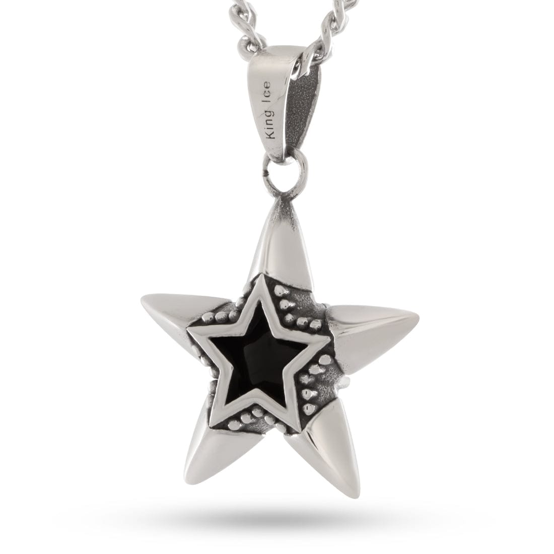 Obsidian Crest Star Necklace  in  2.2" by Kingices