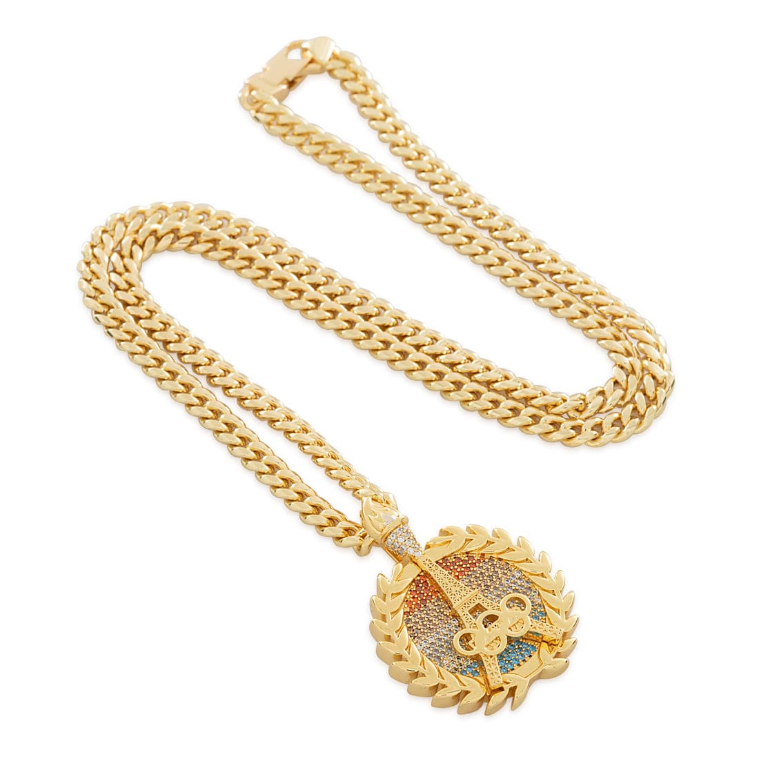 Paris '24 Commemorative Gold Medal Necklace  in  14K Gold / 1.6" by Kingices