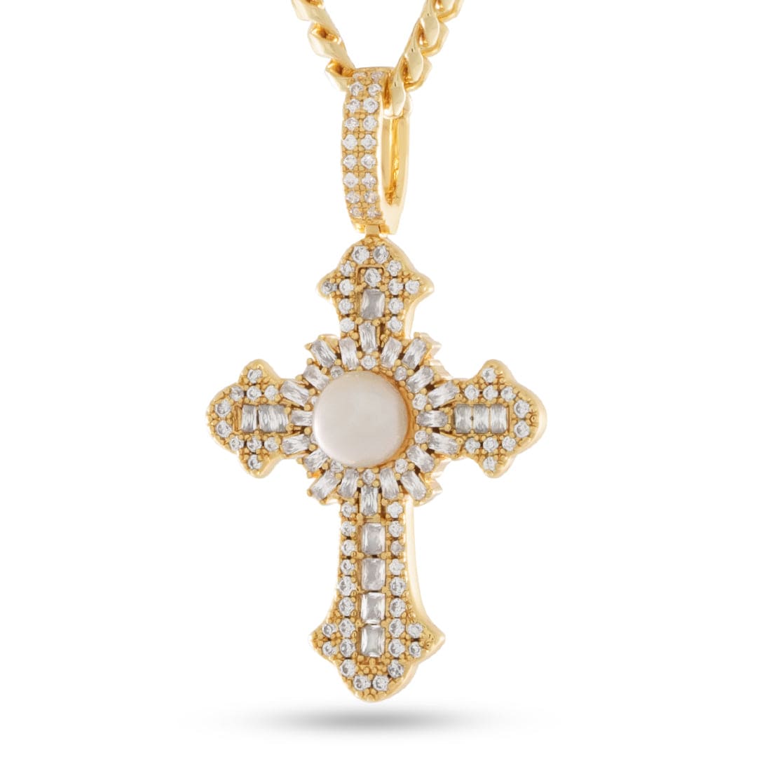 Pearl of Wisdom Cross Necklace  in  14K Gold / 1.6" by Kingices