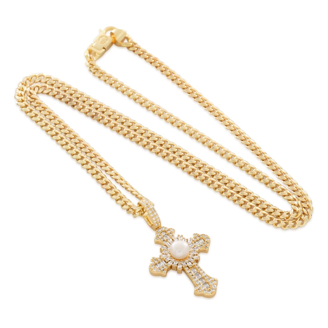 Pearl of Wisdom Cross Necklace  in  by Kingices