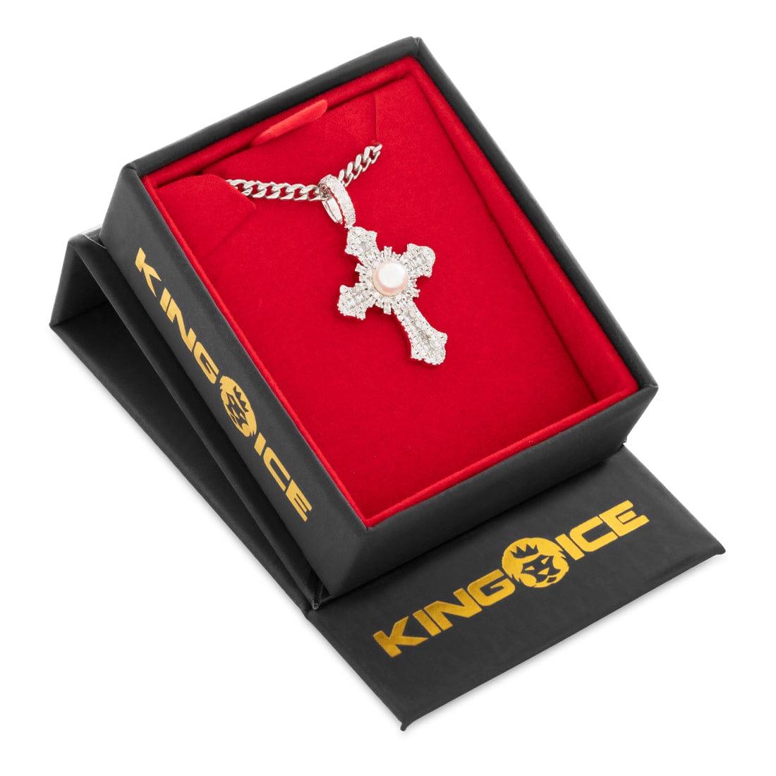 Pearl of Wisdom Cross Necklace  in  by Kingices