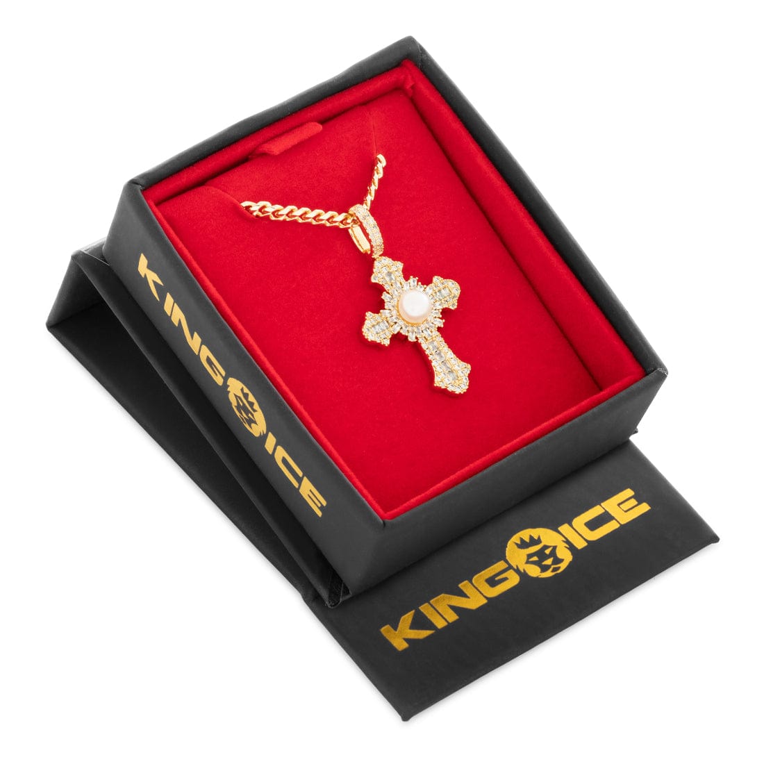 Pearl of Wisdom Cross Necklace  in  by Kingices