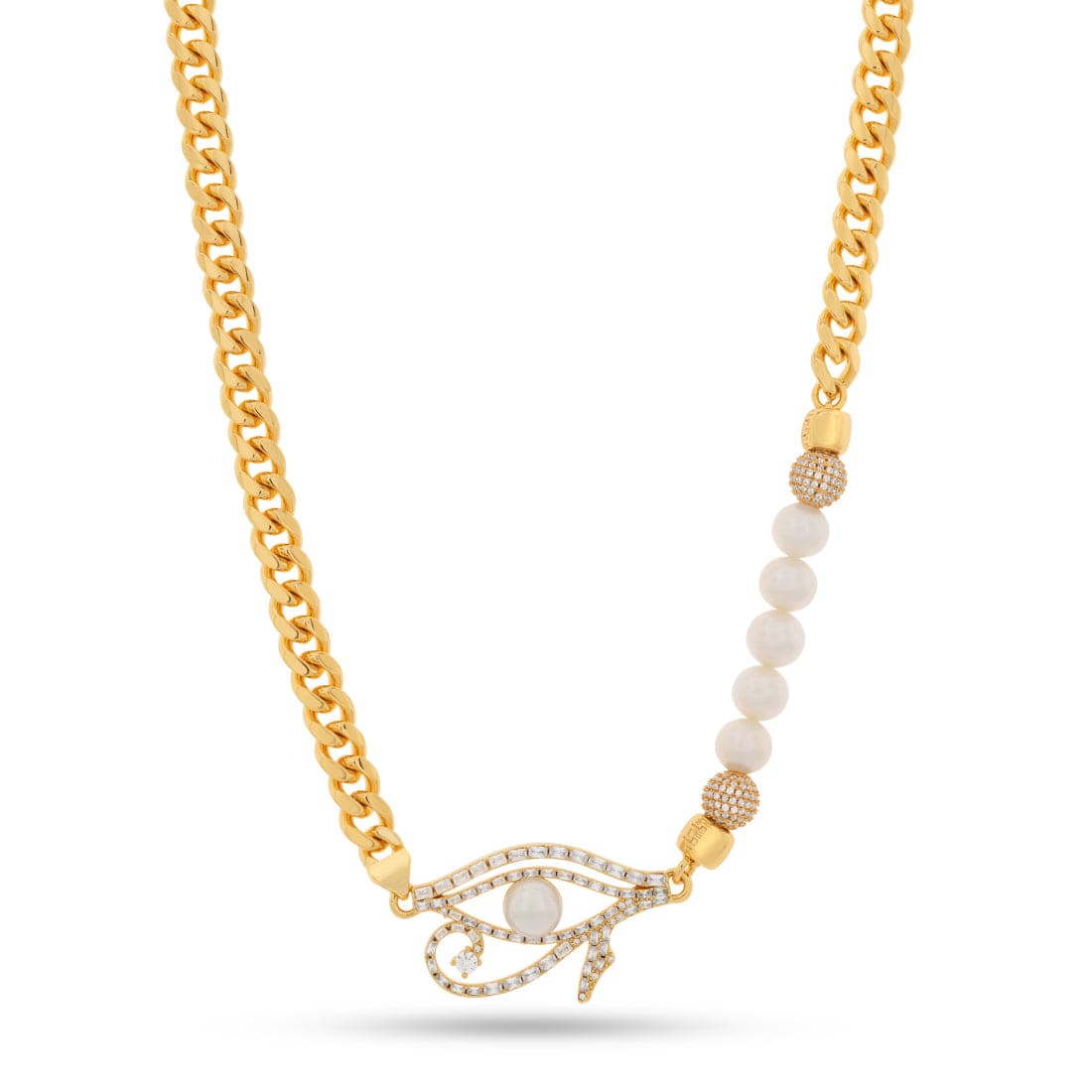 Pearl of Wisdom Eye of Ra Chain  in  Gold Plated / 14K Gold / 20" by Kingices