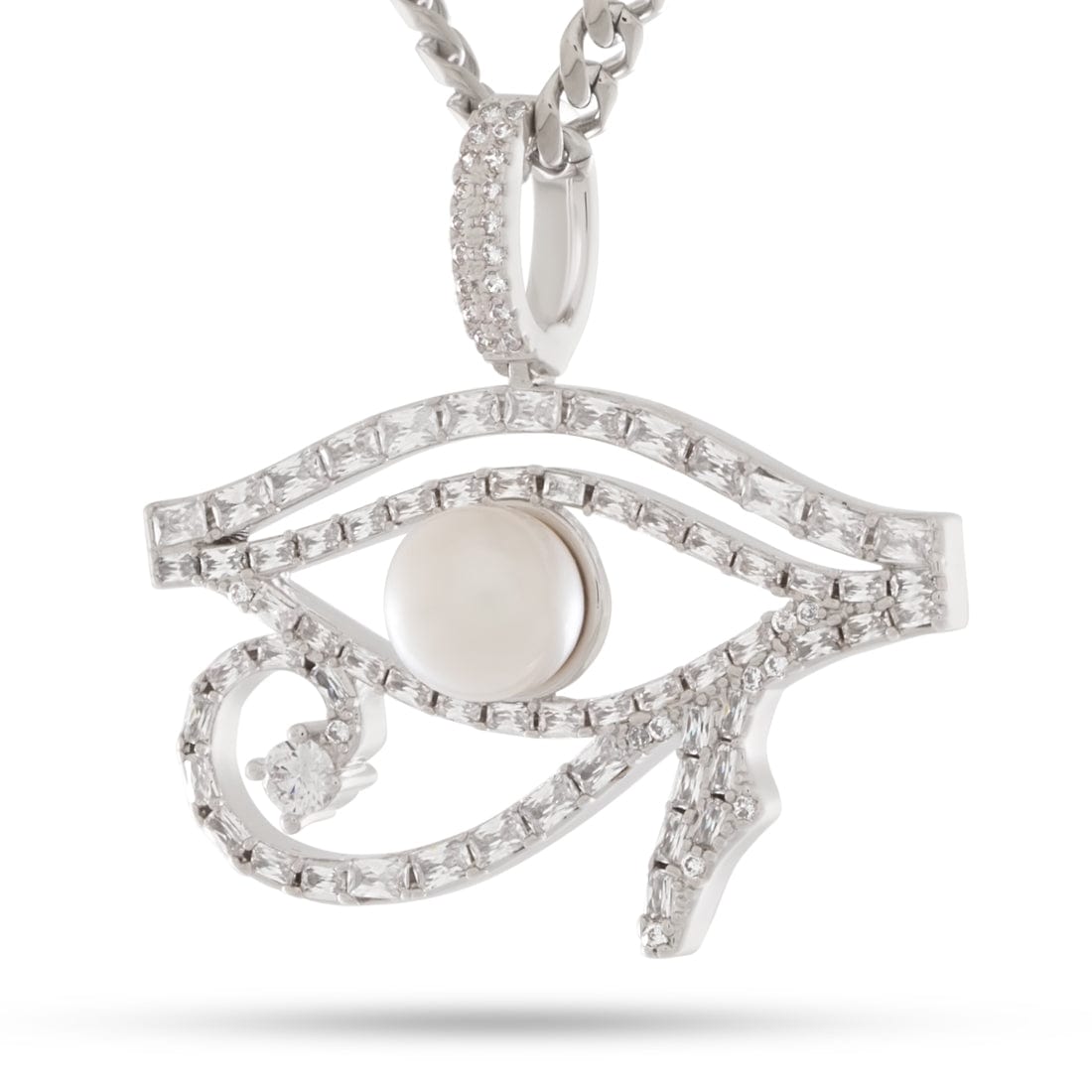Pearl of Wisdom Eye of Ra Necklace  in  White Gold by Kingices