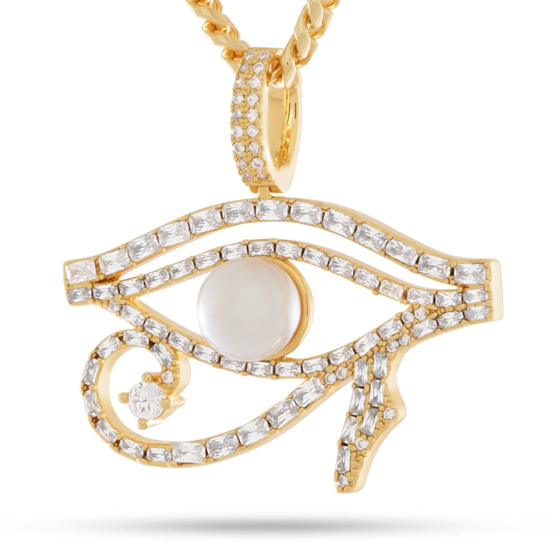 Pearl of Wisdom Eye of Ra Necklace  in  14K Gold by Kingices
