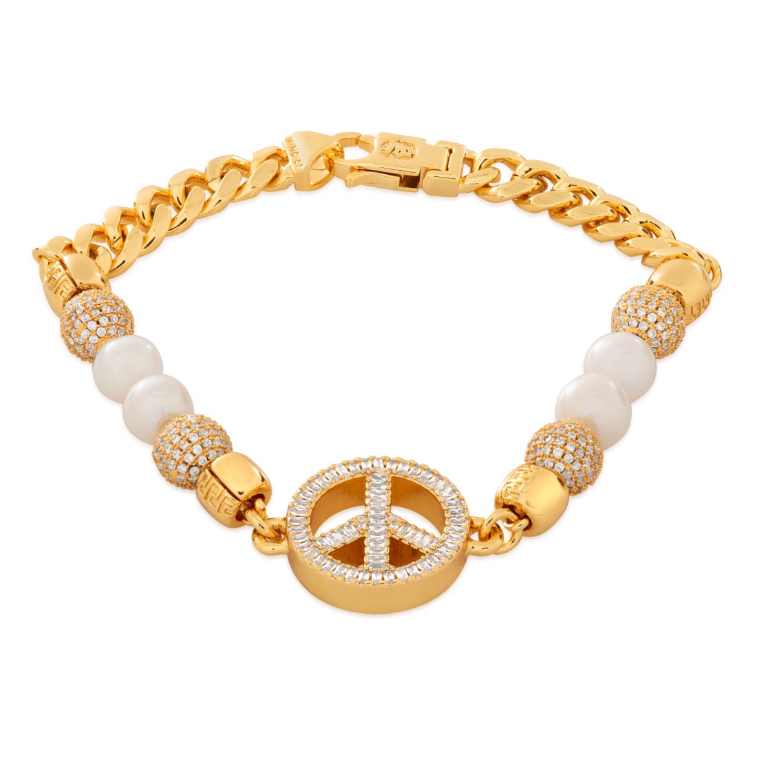 Pearl of Wisdom Peace Bracelet  in  Gold Plated / 14K Gold / 8" by Kingices