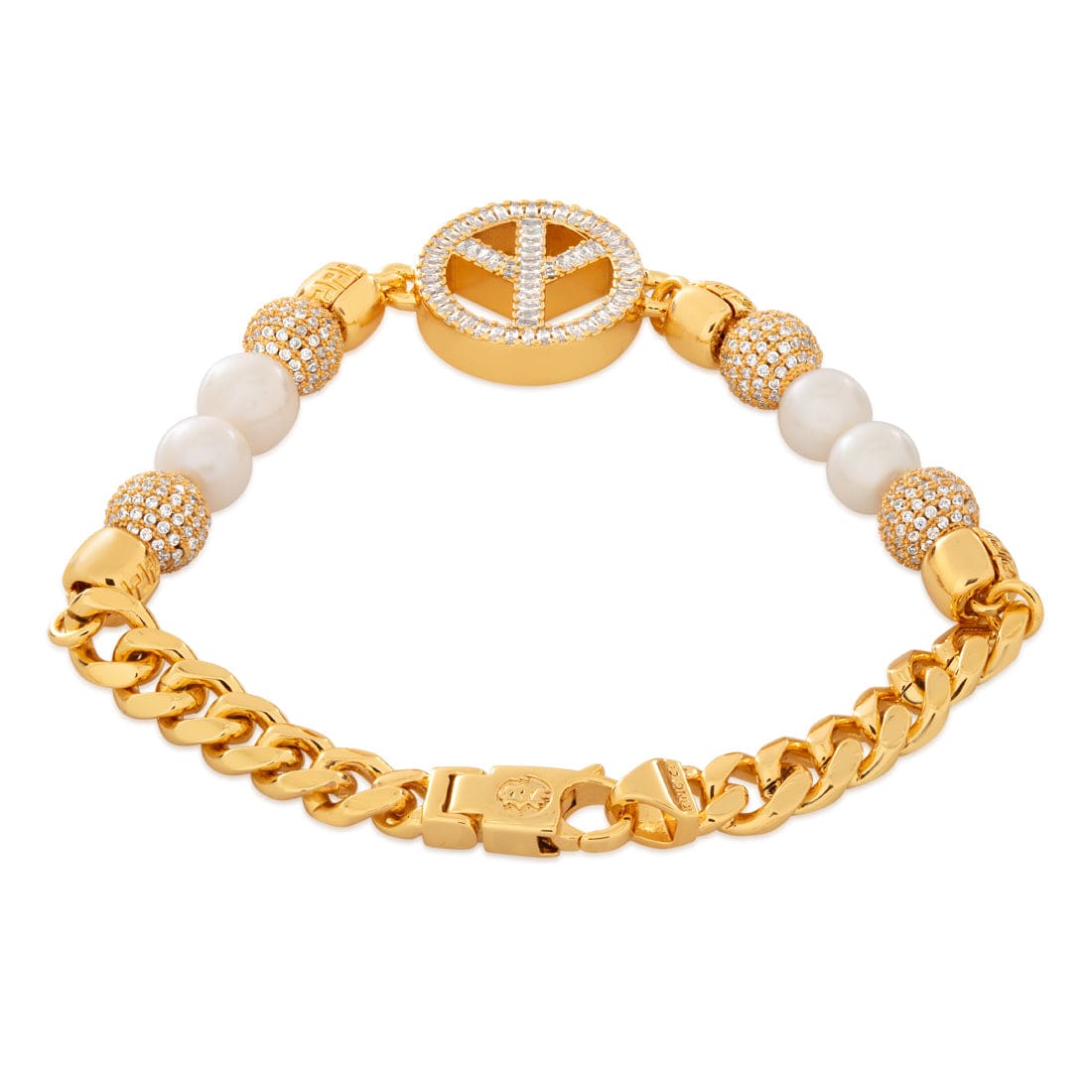 Pearl of Wisdom Peace Bracelet  in  Gold Plated / 14K Gold / 8" by Kingices