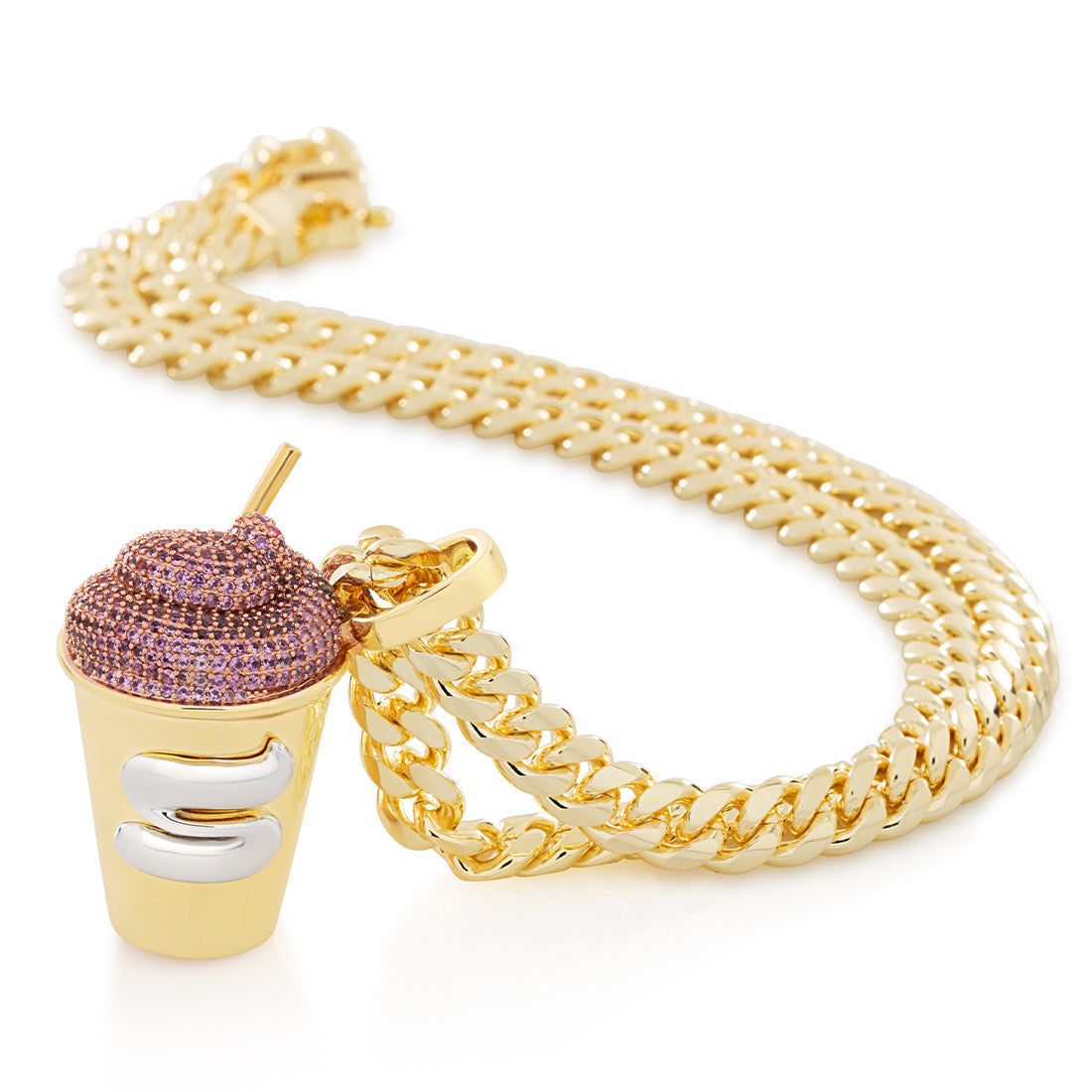 Slurpee® x Kingices - Pink Slurpee® Necklace  in  14K Gold / 1.8" by Kingices