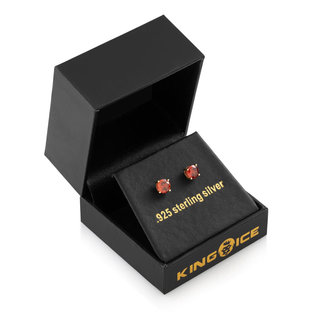 Red Brilliant-Cut Stud Earrings  in  by Kingices