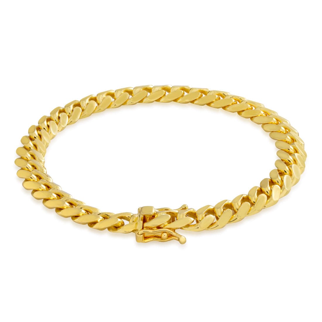 Solid Gold 5mm Miami Cuban Link Bracelet  in  Solid Gold / 14K Gold / 8" by Kingices