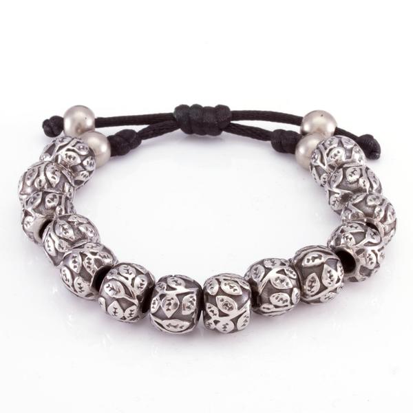 Steel Flower Bracelet by MARZ  in  White Gold / Adjustable by Kingices