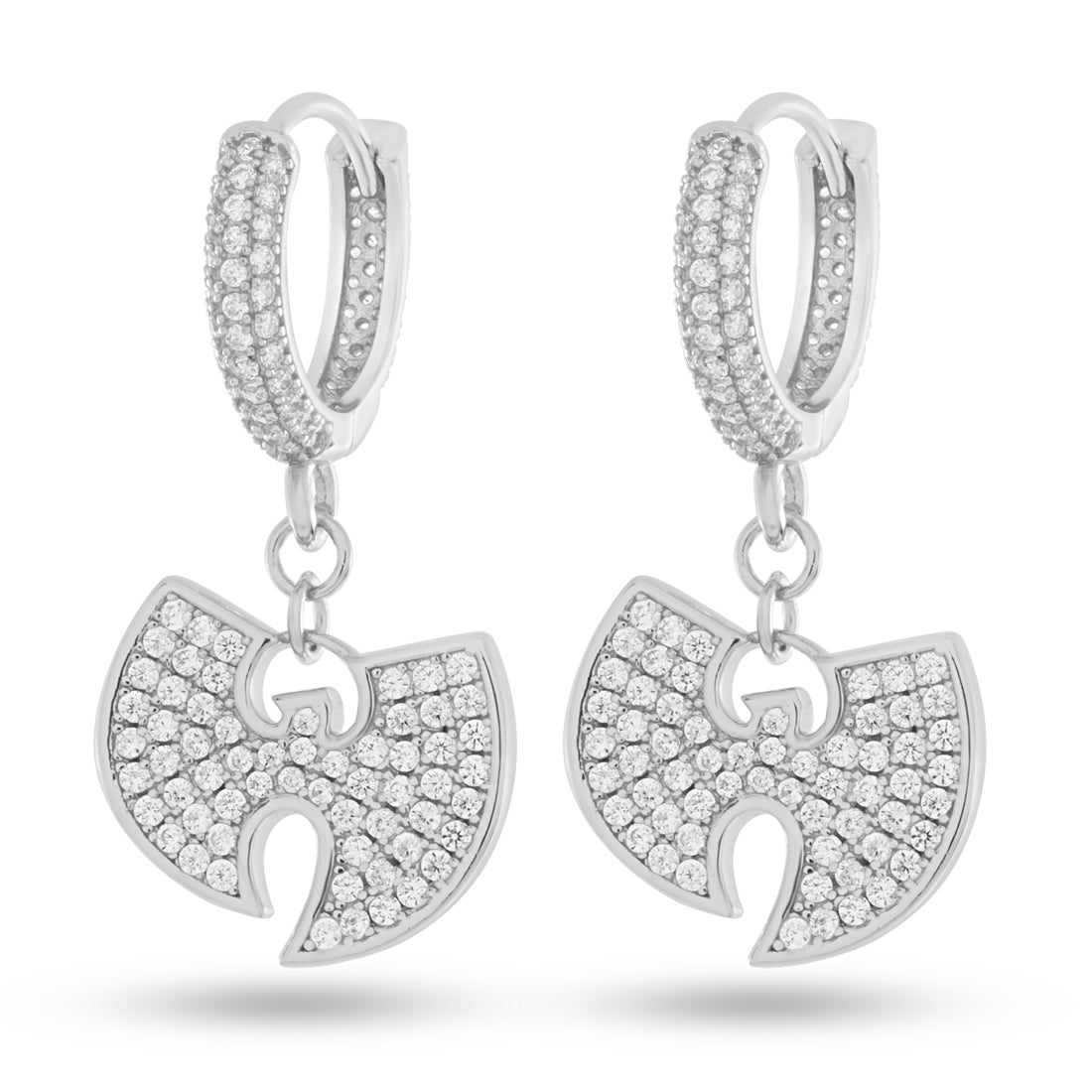 Wu-Tang x Kingices - 14mm Hanging Logo Earrings  in  Sterling Silver / White Gold / 14mm by Kingices