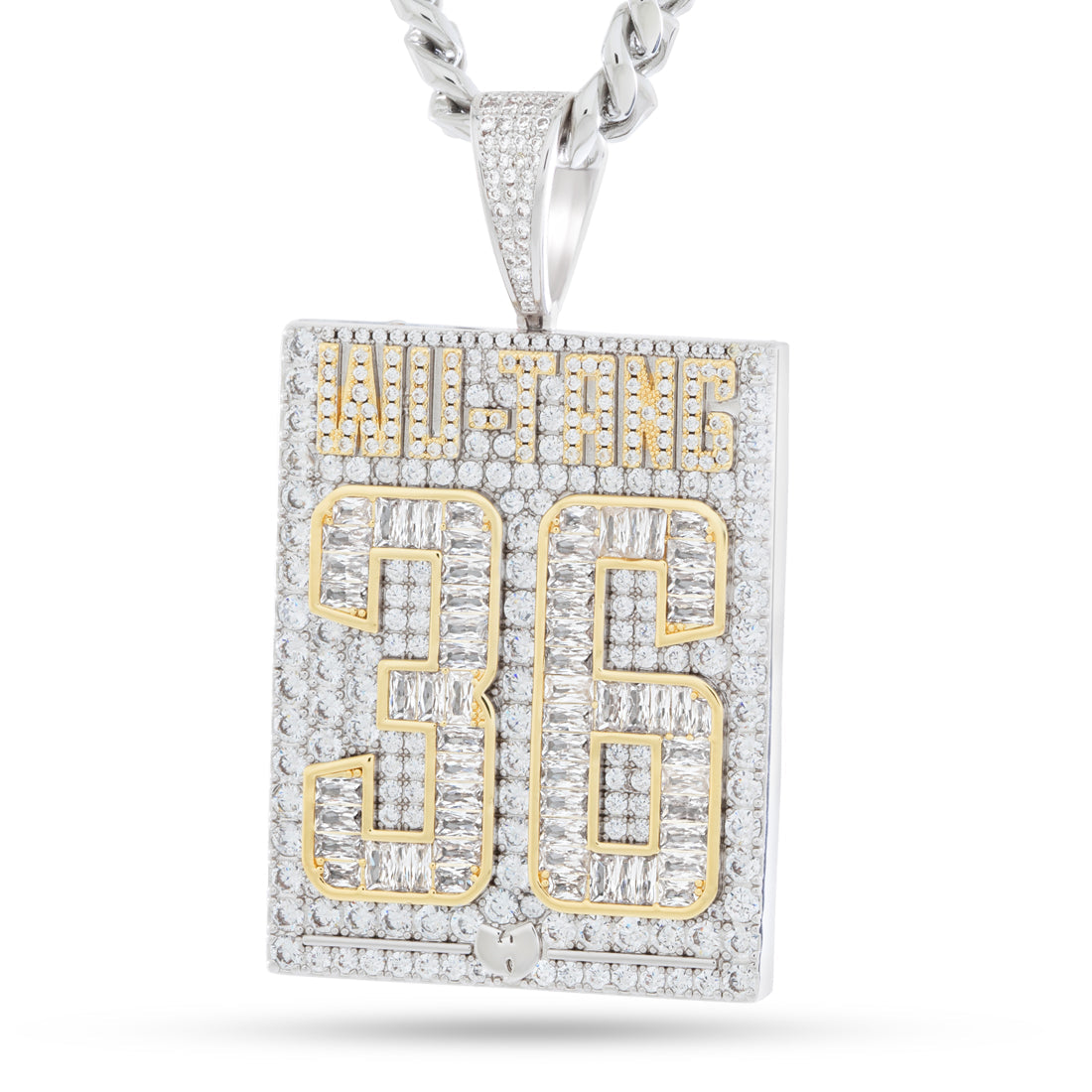 Wu-Tang x Kingices - 36 Chambers Dog Tag Necklace  in  White Gold / 2.7" by Kingices