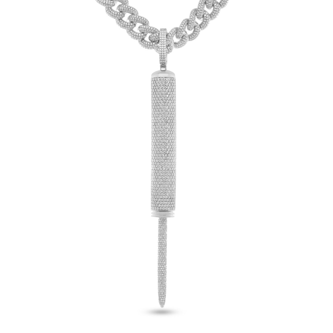 Wu-Tang x Kingices - Ice Pick Stash Necklace  in  White Gold / 7.8" by Kingices