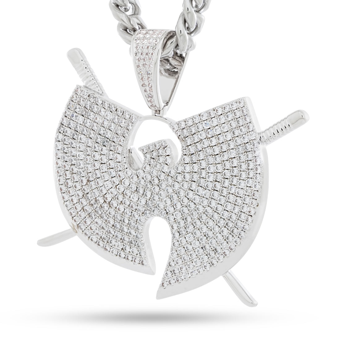 Wu-Tang x Kingices - Lyrical Swords Necklace  in  White Gold / 2.3" by Kingices