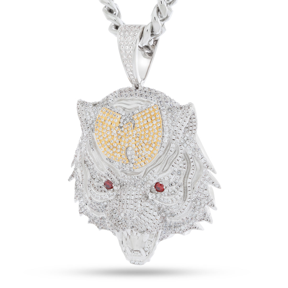 Wu-Tang x Kingices - Tiger Style Necklace  in  White Gold / 2.7" by Kingices