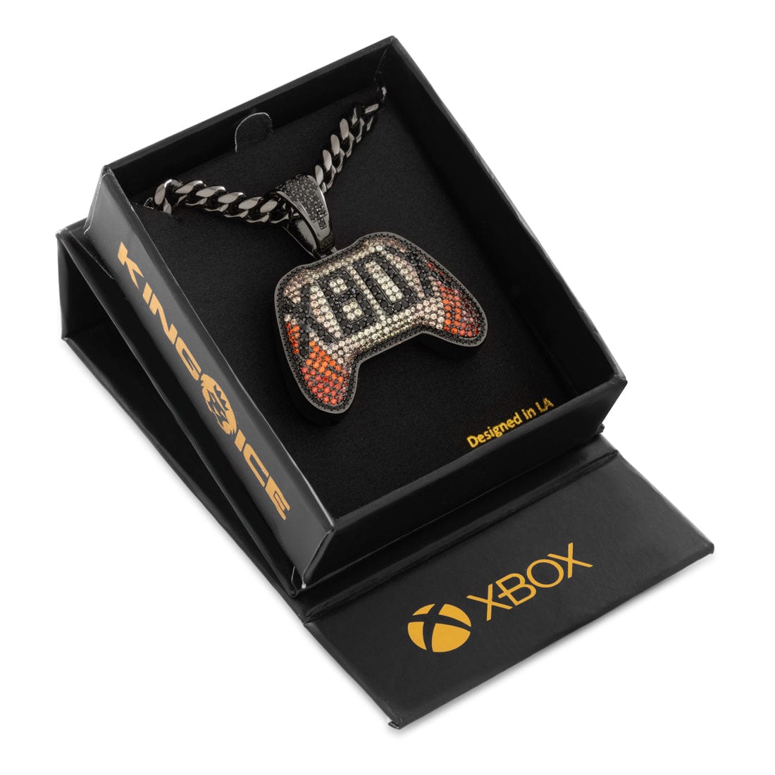 Xbox x Kingices - Ethereal Fire Necklace  in  Black Gold / 1.8" by Kingices